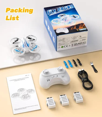 Vista 7 de Mini dron para niños y principiantes: juguete volador para niños con giros de 360°, luces LED, 3 baterías, tiempo de vuelo de 27 minutos, dron