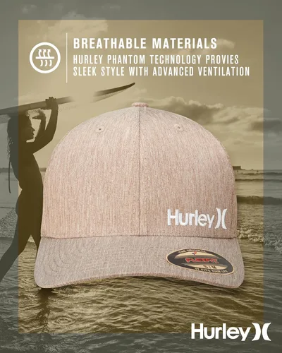 Vista 4 de Hurley Gorra de béisbol para hombre Flexfit Curve Bill Fitted Trucker Hat para hombre (S-XL)