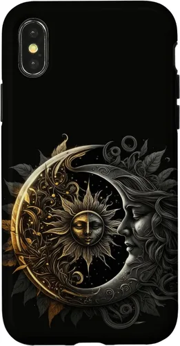 Vista 5 de Moon And Sun Celestial Yin And Yang Leaves Case for iPhone 16