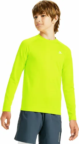 Vista 13 de DEVOROPA Youth Boys Compression Thermal Shirt Long Sleeve Kids Fleece Baselayer Soccer Baseball Undershirt Slim/Regular/Husky Cuello redondo-negro