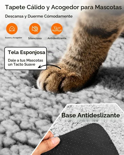Vista 3 de Cama Autocalentable para Gatos, Almohadilla Térmica Súper Suave para Jaula de Perros, Sofá, Piso, Lavable, Antideslizante, Tapete Autocalentable