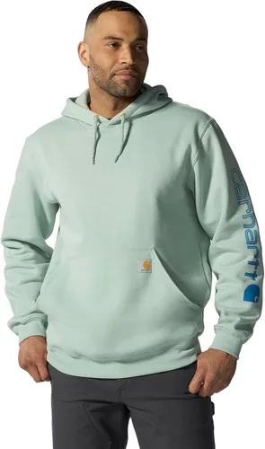 Vista 20 de Carhartt Sudadera de ajuste holgado para hombre con logotipo en la manga, de peso medio, gráfica, liquidación Terreno ámbar