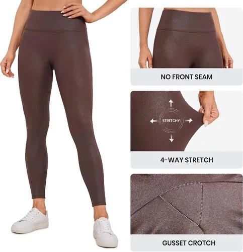 Vista 4 de CRZ YOGA Butterluxe Matte Faux Leather Leggings for Women 26.5'' - No Front Seam High Waist Stretch Tights Pleather Pants