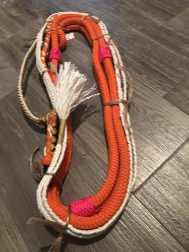Vista 2 de EPT Bull Ropes Bull Rope Orange & White Poly Pro 9x7 RH 3/4" x 3/4' Soft - Cuerda de montar 16
