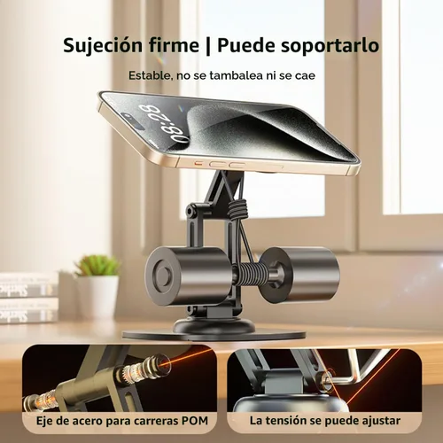 Vista 6 de Soporte magnético para teléfono para escritorio, giratorio de 360 grados, ajustable, plegable, de aluminio para MagSafe con base antideslizante
