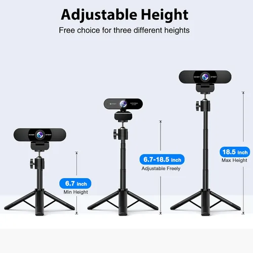 Vista 2 de EMEET - Trípode de cámara web, mini trípode profesional para cámara web, alturas ajustables con cabezal giratorio de 360°, portátil y ligero, uso