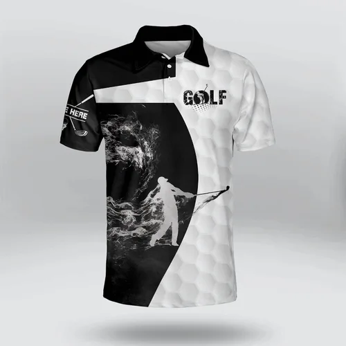 Vista 2 de LASFOUR Camisas de golf divertidas personalizadas para hombres camisas de golf locas con calavera para hombres camisas de golf para hombre polo