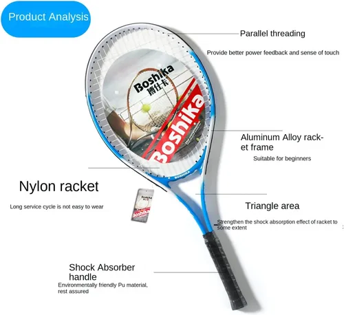 Vista 3 de Raquetas de tenis para adultos, raquetas de tenis de 27 pulgadas, juego de raquetas de tenis para 1 jugador con pelota, agarres, base de tenis