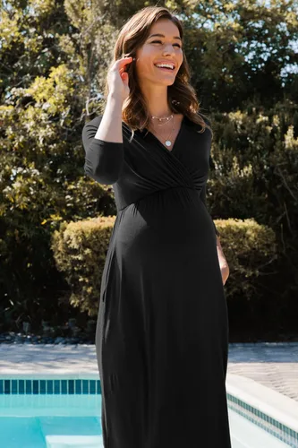 Vista 3 de LaClef Vestido de maternidad fruncido con bolsillo para mujer