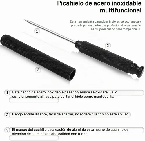 Vista 3 de Púas de hielo con mango de aleación de aluminio, cuchillo de acero inoxidable con cubierta de seguridad, herramienta de cocina para restaurante
