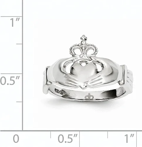 Vista 3 de 14k White Gold Claddagh Ring Celtic Fine Jewelry For Women Gifts For Her