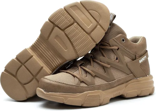 Vista 7 de Asiman Zapatos de punta de acero para hombres y mujeres, zapatos de trabajo indestructibles, ligeros, cómodos, de seguridad, antideslizantes