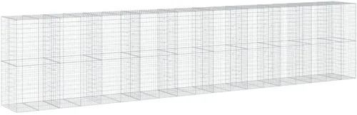 Vista 99 de vidaXL Cesta de gavión con tapa, 39.4 x 19.7 x 39.4 pulgadas, hierro galvanizado rectangular, resistente a la intemperie, montaje sin herramientas