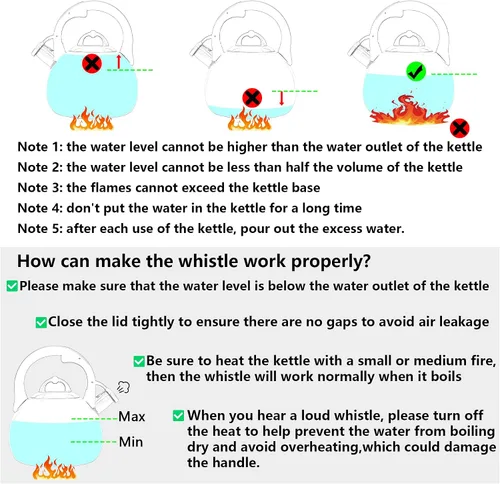 Vista 7 de Tetera para estufa, hervidor de agua de acero inoxidable de grado alimenticio, tetera para el hogar y la cocina, 3.1 cuartos de galón