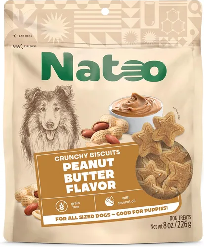 Vista 10 de NATOO Galletas para perros pequeños y cachorros, golosinas crujientes de coco y mango, galletas naturales saludables para perros, ricas en Omega 6
