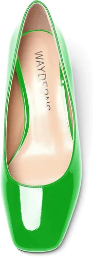 Vista 3 de WAYDERNS Zapatos de tacón bajo con punta cuadrada de charol para mujer, 2 pulgadas