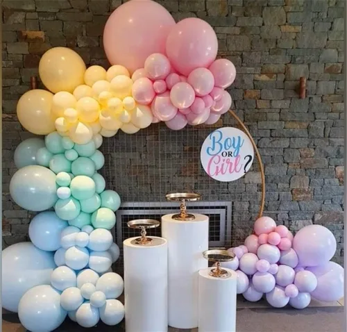 Vista 5 de Kit de arco de guirnalda de globos de arco iris, 171 piezas de globos de látex pastel, colores macarrón, 5, 10, 12, 18 pulgadas, cumpleaños, baby