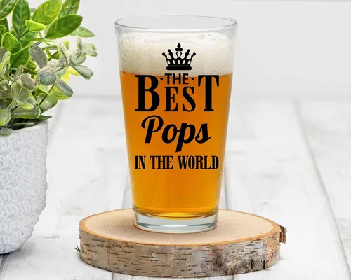 Vista 3 de Vaso de cerveza para el día del padre para hombres, el mejor vaso de cerveza Pops del mundo, promocionado a pops, vaso de cerveza para papá