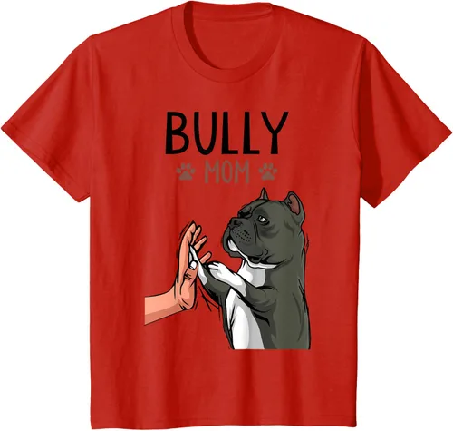 Vista 3 de American Bully Mom Cute Dog Mama Camiseta divertida para mujer, Blanco, S