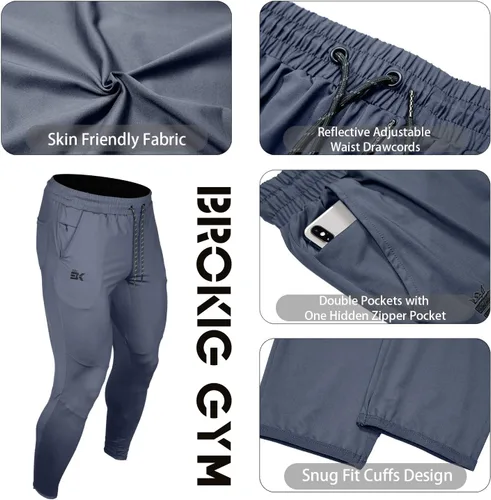 Vista 6 de BROKIG Mens Lightweight Gym Jogger Pants,Men's Workout Sweatpants with Zip Pocket