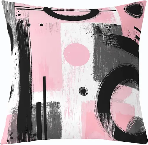 Vista 15 de Juego de 4 fundas de almohada abstractas de 16 x 16 pulgadas, fundas de cojín suaves y modernas de arte abstracto para sofá, fundas decorativas