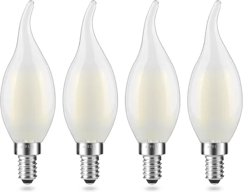 Vista 11 de Bombilla LED E12 esmerilada, 2 vatios (equivalente a 25 W), suave y cálida de 2700 K, bombillas LED con punta de llama CA10 regulables para Ca10