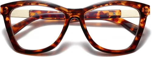 Vista 9 de Bevi Gafas de lectura antifatiga ocular, bloqueo de luz azul, marco cuadrado grande de gran tamaño con bisagra de metal para mujeres y hombres