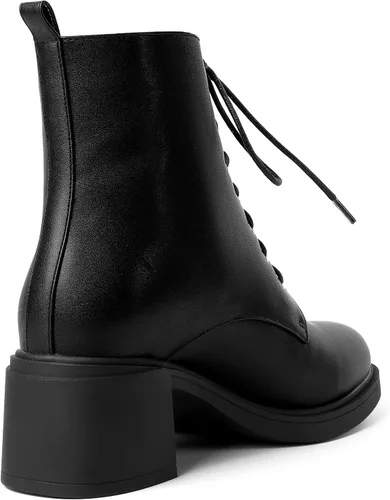 Vista 109 de ROSERWISH Botas altas de tacón bajo y grueso para mujer, con cordones, cómodas, modernas, con puntera redonda, de 2.5 pulgadas