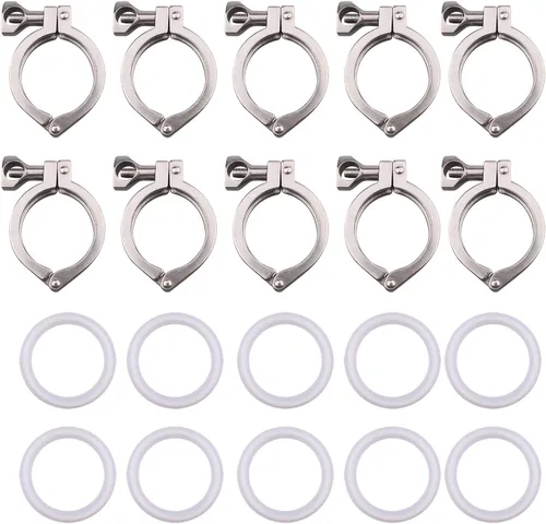 Vista 5 de DERNORD Acero inoxidable 304 Single Pin Heavy Duty Tri-Clamp con tuerca de ala para virola TC - 2 "tamaño, 1 paquete con junta de silicona