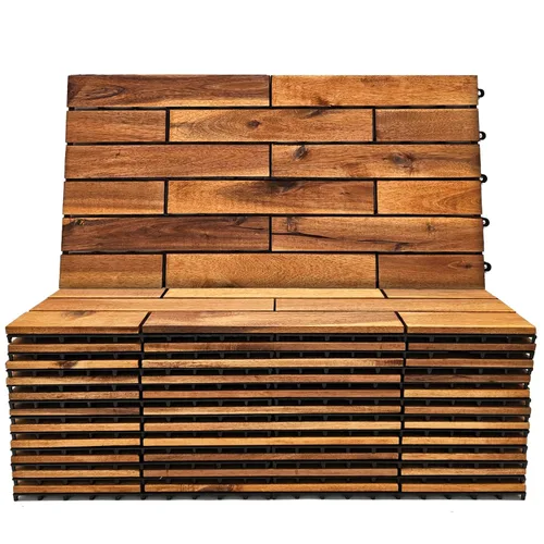Vista 10 de Majestick Goods Azulejos entrelazados de madera de acacia para terraza. Fácil instalación para suelos de patio y pasarelas con drenaje de base