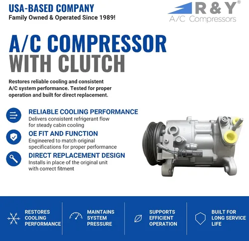 Vista 2 de Compresor de aire acondicionado automotriz RYC y embrague de A/C AIG381