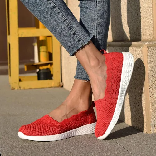 Vista 3 de poemlady Women's Slip on Loafer Shoes - Mesh Casual Ballet Flat Nurse Walking Sneakers Knit Round Toe Casual Memory Foam Shoes 190501