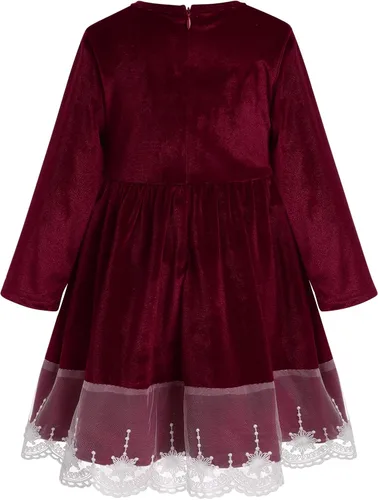 Vista 2 de IBTOM CASTLE Vestido tutú de terciopelo para niñas, vestido de princesa de manga larga para otoño, invierno, boda, concurso, comunión, formal