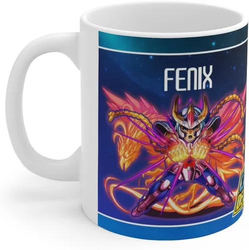 Vista 2 de Ave Fenix, Los Caballeros del Zodiaco, Taza de Cerámica 11 Oz
