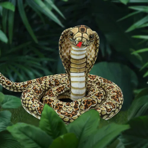 Vista 3 de Romart Animales de peluche de serpiente Cobra de 67 pulgadas, gran juguete de peluche realista de Cobra, animales de peluche gigantes y realistas