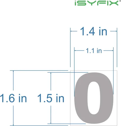 Vista 2 de iSYFIX - Calcomanías de vinilo blancas con número 0 (cero) - Juego de 6 unidades de 1.5 pulgadas autoadhesivas - Decalcomanías premium troqueladas