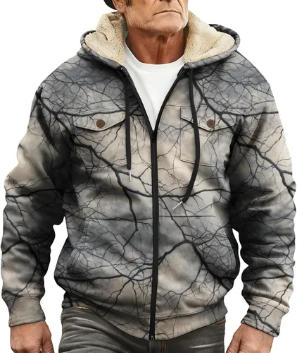 Vista 13 de LIZALIG Sudadera con capucha y cremallera para hombre, con forro polar grueso, abrigo de moda de otoño, abrigo cálido de invierno