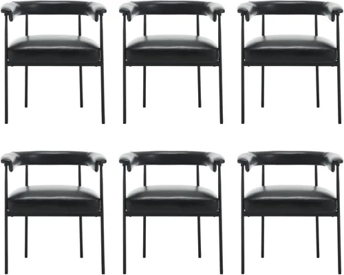 Vista 11 de LukeAlon Juego de 2 sillas de comedor de piel sintética, silla de cocina tapizada con respaldo abierto con patas de metal negro, respaldo curvado