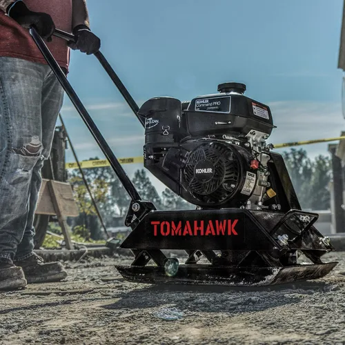 Vista 2 de Tomahawk - Compactador de placa vibratoria para suciedad, asfalto, grava, compactación de suelo con motor de 6 HP