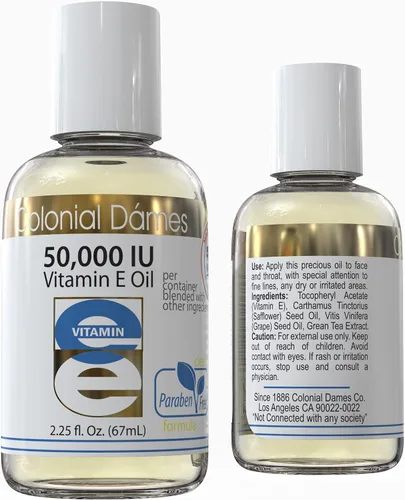 Vista 2 de Colonial Dames Mezcla de aceite de vitamina E de alta potencia de 50,000 UI - es un aceite antioxidante ideal para terapia de la piel para todo