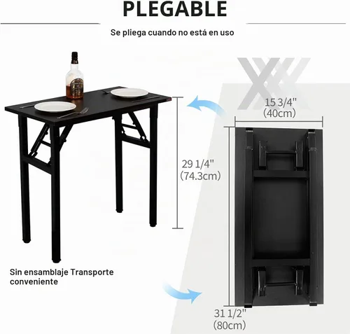 Vista 3 de Need - Escritorio plegable de 31 1/2" sin ensamblaje, mesa pequeña para computadora, escritorio robusto y resistente para espacios pequeños, marco