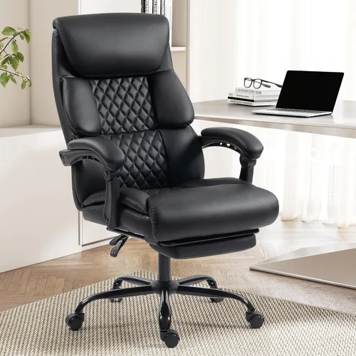 Vista 13 de Silla de oficina – Silla ergonómica de escritorio para computadora con respaldo alto con función mecedora y soporte lumbar, silla ejecutiva cómoda