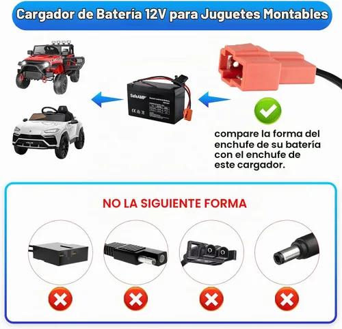 Vista 3 de Cargador de 12 V para niños con enchufe cuadrado