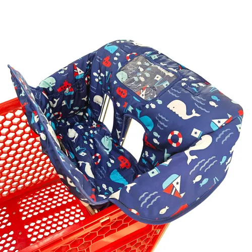 Vista 9 de Funda para carrito de compras y silla alta 2 en 1 para bebé, funda acolchada, estilo plegable y enrollable, portátil con bolsa de transporte