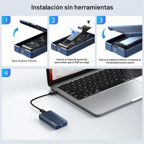 Vista 6 de ACASIS Carcasa SSD M.2 NVMe de 40 Gbps, con ventilador de refrigeración, TBU 405 para M1 M2 Pro/Max, compatible con USB4/USB3.2/3.1/3.0/2.0, soporte