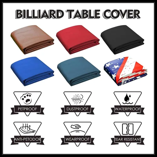 Vista 3 de K-Musculo Cubierta para mesa de billar, cubierta resistente de piel sintética para mesa de billar, impermeable y a prueba de rasgaduras, ajuste