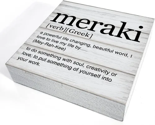 Vista 3 de Arte griego Meraki Definición caja de madera signo de vida cita escritorio decorativo de madera decoración del hogar para escritorio mesa estante 5