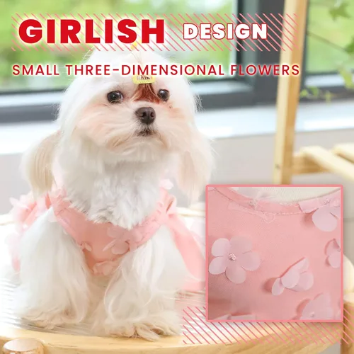 Vista 8 de Laifug Vestido para Perro Cachorro con Estampado Princesa Vestido para Perro Lindo para Fiestas (Rosa, XS)