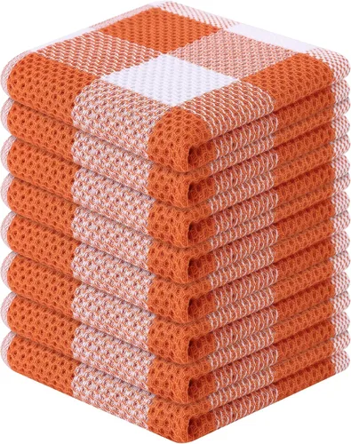 Vista 38 de Homaxy 100% Cotton Check 6 Pack Dish Cloths, 12" x 12", White & Pink Blanco & Rosa