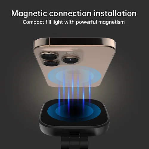 Vista 2 de Suptig Luz magnética para selfies, luz para selfie compatible con iPhone Magsafe, RGB 360° LED anillo de luz para teléfono con espejo